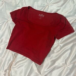 Hollister Women's Scarlet Ribbed Crop Top